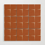 Terracotta Rust Minimal Midcentury Modern Flux Check Grid Pattern Wood Wall Art Gallery Image 1