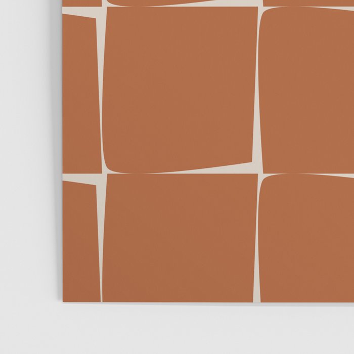 Terracotta Rust Minimal Midcentury Modern Flux Check Grid Pattern Poster Gallery Image 3