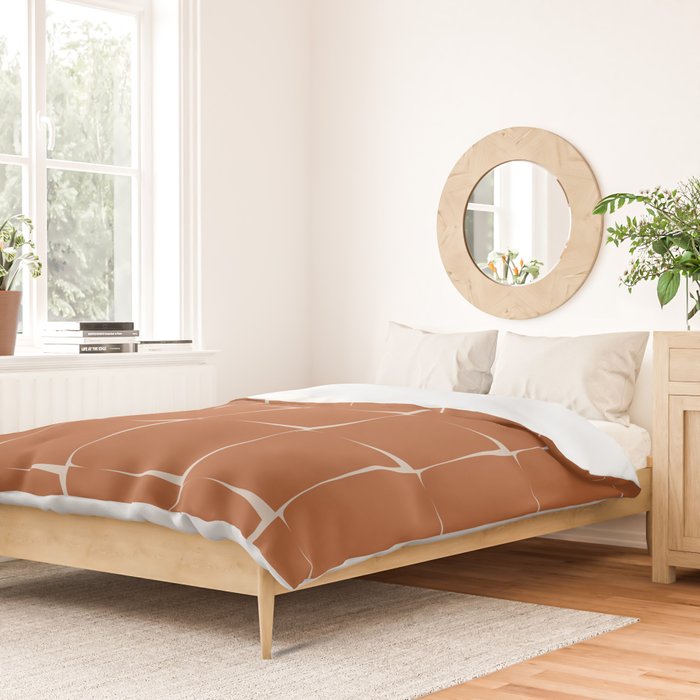 Terracotta Rust Minimal Midcentury Modern Flux Check Grid Pattern Duvet Cover Gallery Image 2