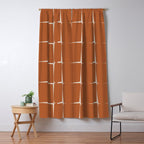 Terracotta Rust Minimal Midcentury Modern Flux Check Grid Pattern Window Curtain Gallery Image 5
