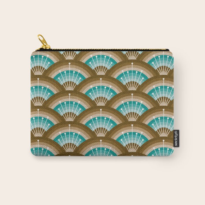 Stellar Seigaiha Wave - Chocolate & Turquoise Carry All Pouch Gallery Image 1