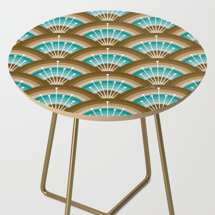 Stellar Seigaiha Wave - Chocolate & Turquoise Side Table Gallery Image 2