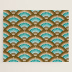 Stellar Seigaiha Wave - Chocolate & Turquoise Jigsaw Puzzle Gallery Image 1