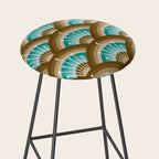 Stellar Seigaiha Wave - Chocolate & Turquoise Stool Gallery Image 2