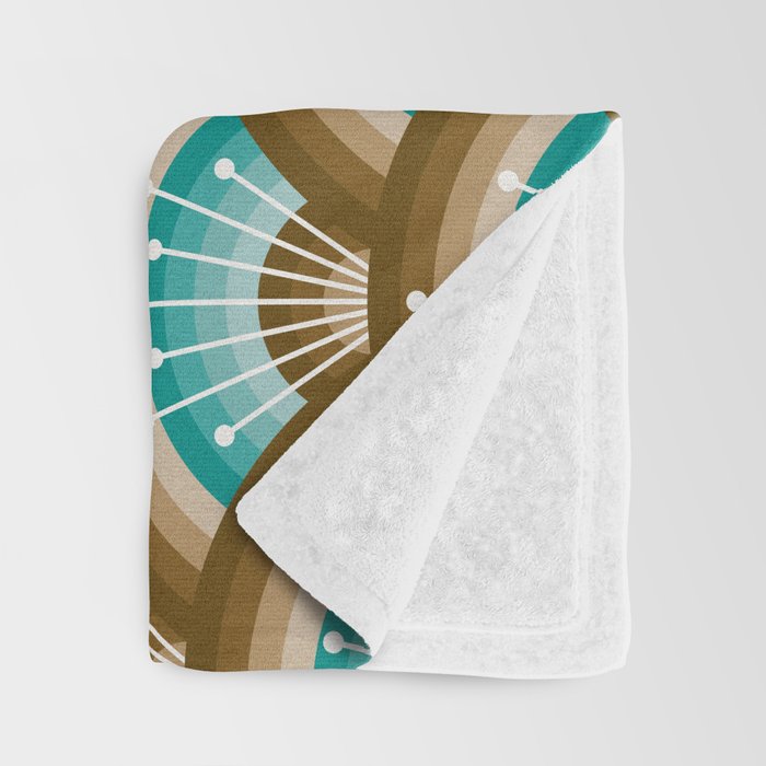 Stellar Seigaiha Wave - Chocolate & Turquoise Throw Blanket Gallery Image 3