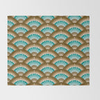 Stellar Seigaiha Wave - Chocolate & Turquoise Throw Blanket Gallery Image 2