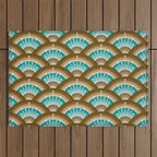 Stellar Seigaiha Wave - Chocolate & Turquoise Outdoor Rug Gallery Image 1