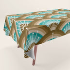 Stellar Seigaiha Wave - Chocolate & Turquoise Tablecloth Gallery Image 1