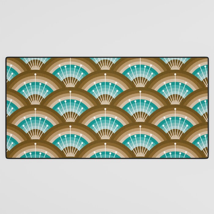 Stellar Seigaiha Wave - Chocolate & Turquoise Desk Mat Gallery Image 3