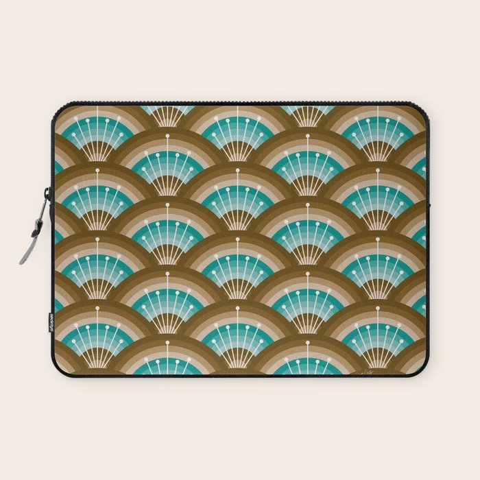 Stellar Seigaiha Wave - Chocolate & Turquoise Laptop Sleeve Gallery Image 1