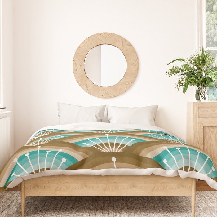 Stellar Seigaiha Wave - Chocolate & Turquoise Duvet Cover Gallery Image 3