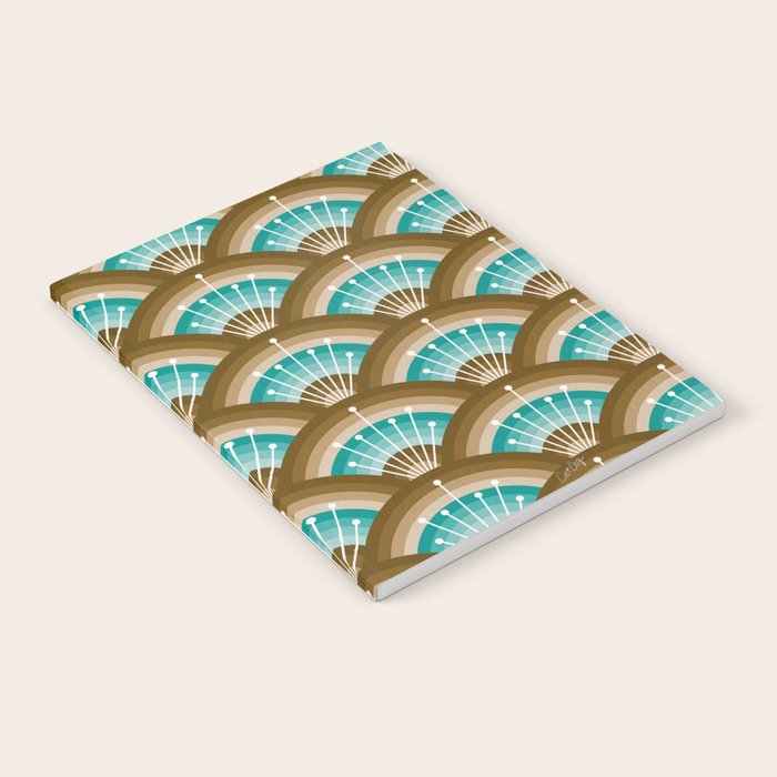 Stellar Seigaiha Wave - Chocolate & Turquoise Notebook Gallery Image 2