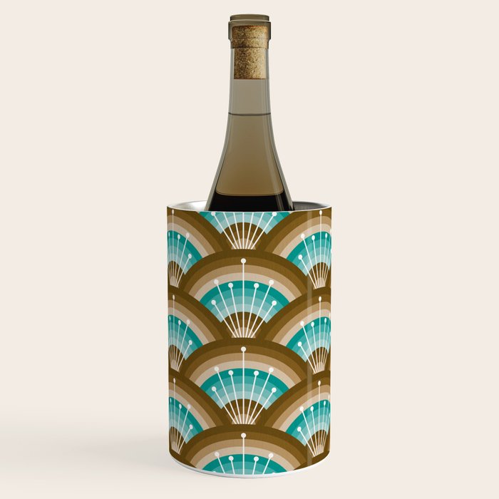 Stellar Seigaiha Wave - Chocolate & Turquoise Wine Chiller Gallery Image 1