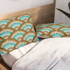 Stellar Seigaiha Wave - Chocolate & Turquoise Pillow Sham Gallery Image 2