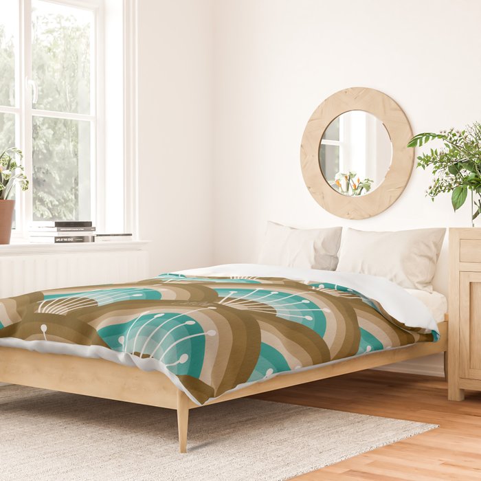 Stellar Seigaiha Wave - Chocolate & Turquoise Duvet Cover Gallery Image 2
