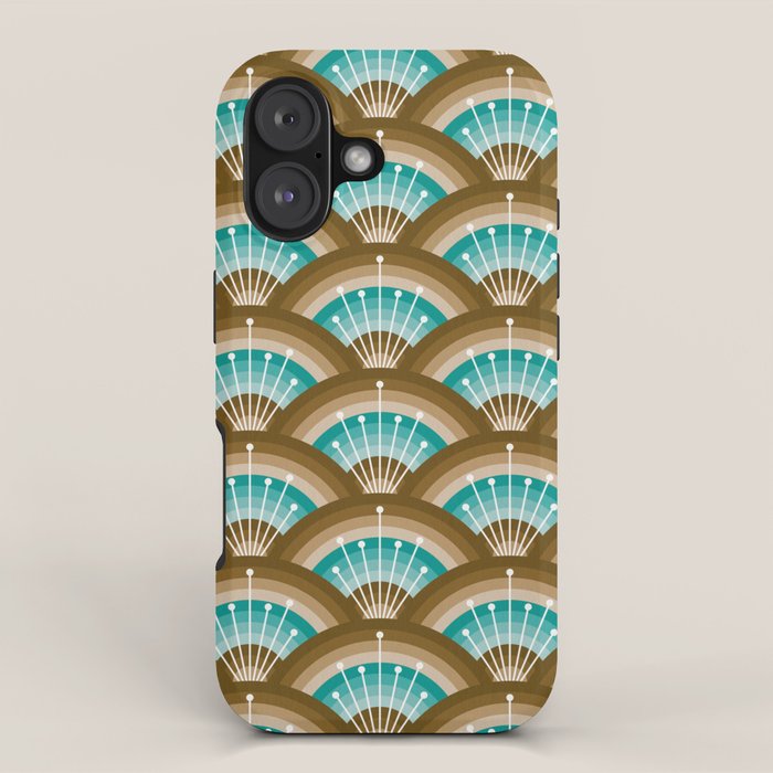 Stellar Seigaiha Wave - Chocolate & Turquoise iPhone Case Gallery Image 1