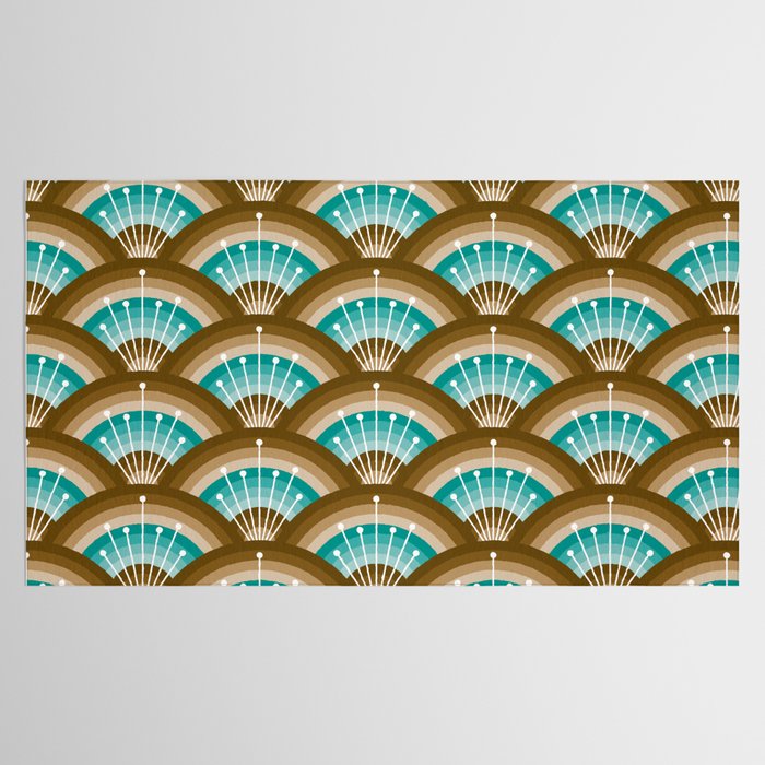 Stellar Seigaiha Wave - Chocolate & Turquoise Tablecloth Gallery Image 2