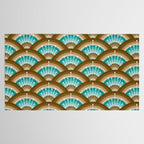 Stellar Seigaiha Wave - Chocolate & Turquoise Tablecloth Gallery Image 2