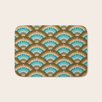 Stellar Seigaiha Wave - Chocolate & Turquoise Bath Mat Gallery Image 1