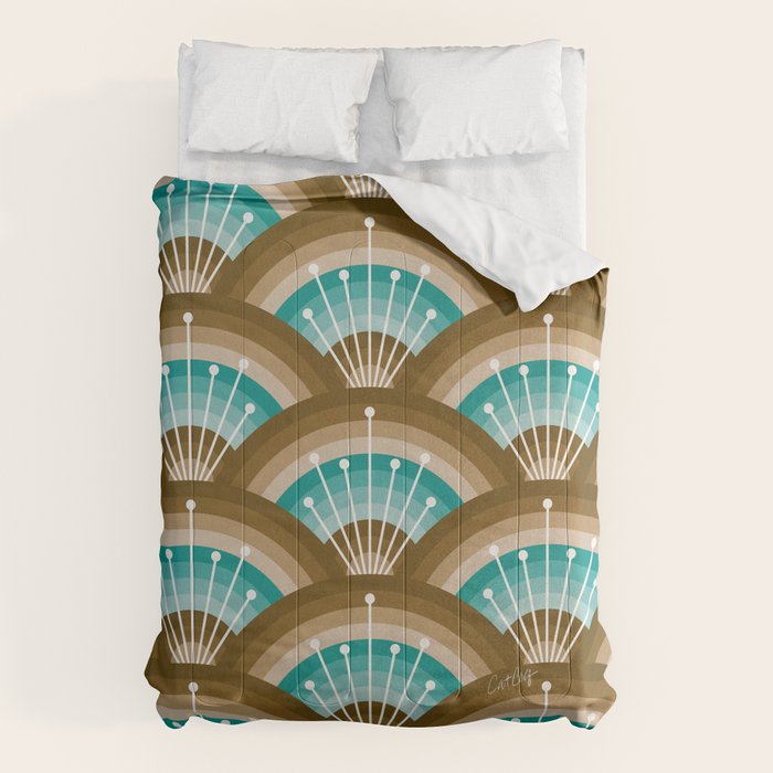 Stellar Seigaiha Wave - Chocolate & Turquoise Comforter Gallery Image 6