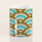 Stellar Seigaiha Wave - Chocolate & Turquoise Coffee Mug Gallery Image 4
