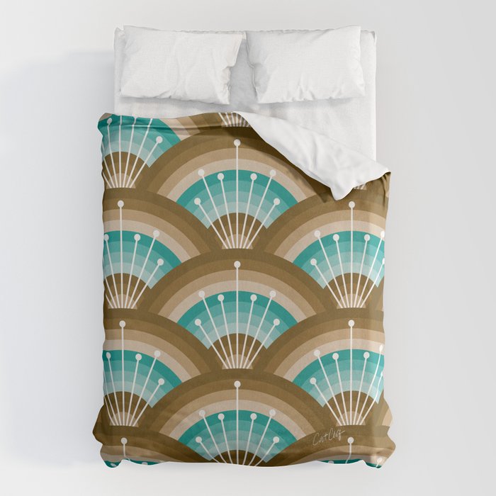 Stellar Seigaiha Wave - Chocolate & Turquoise Duvet Cover Gallery Image 6