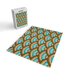 Stellar Seigaiha Wave - Chocolate & Turquoise Jigsaw Puzzle Gallery Image 2