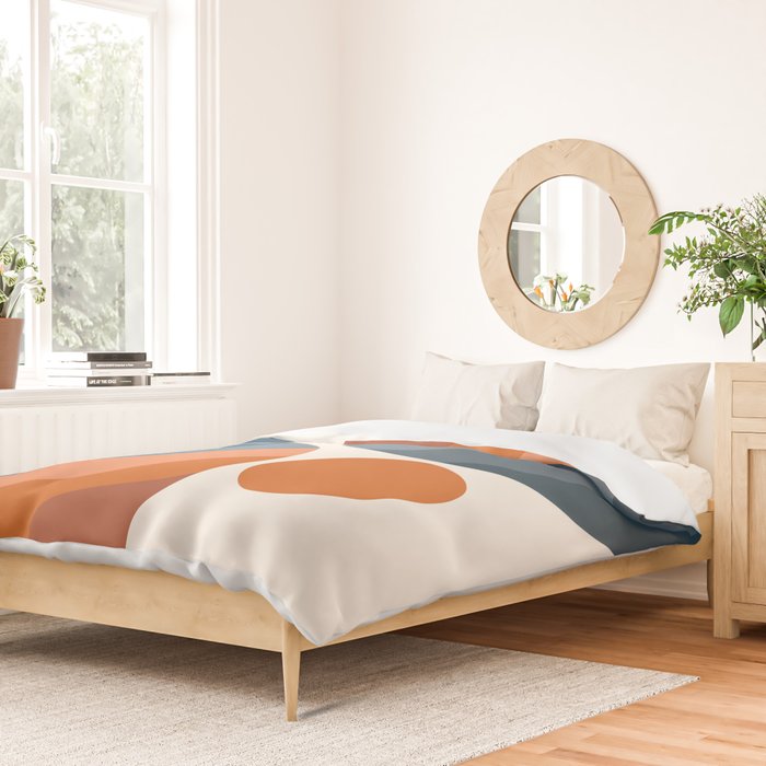 Mid Century Modern Geometric Arch a15 in Navy Blue and Orange Duvet Cover Gallery Image 2