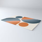 Mid Century Modern Geometric Arch a15 in Navy Blue and Orange Rug Gallery Image 3
