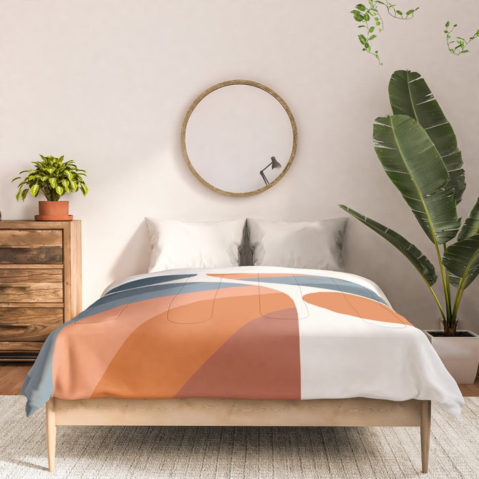 Mid Century Modern Geometric Arch a15 in Navy Blue and Orange Comforter Gallery Image 3