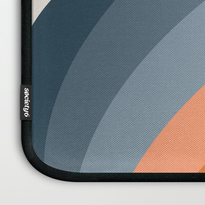 Mid Century Modern Geometric Arch a15 in Navy Blue and Orange Laptop Sleeve Gallery Image 3