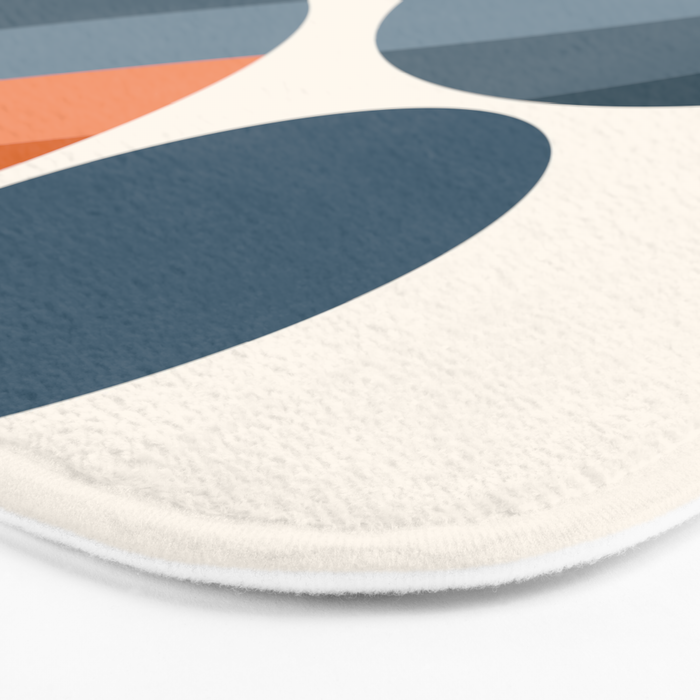 Mid Century Modern Geometric Arch a15 in Navy Blue and Orange Bath Mat Gallery Image 3