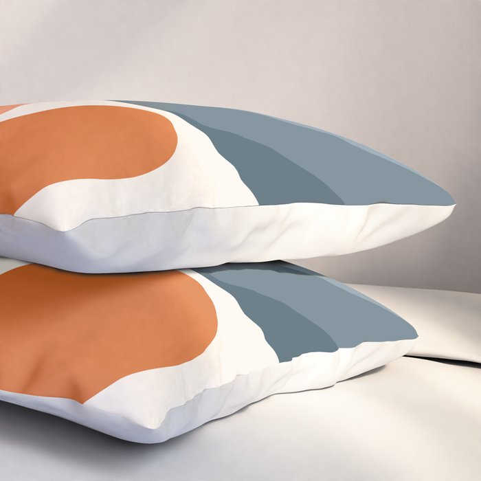 Mid Century Modern Geometric Arch a15 in Navy Blue and Orange Pillow Sham Gallery Image 3