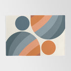 Mid Century Modern Geometric Arch a15 in Navy Blue and Orange Rug Gallery Image 2