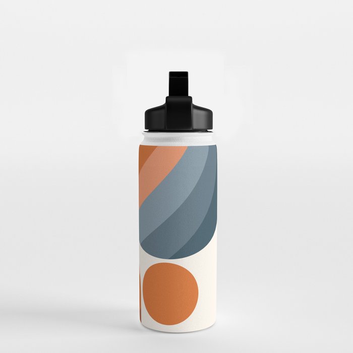 Mid Century Modern Geometric Arch a15 in Navy Blue and Orange Water Bottle Gallery Image 2