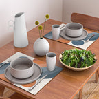 Mid Century Modern Geometric Arch a15 in Navy Blue and Orange Placemat Gallery Image 2