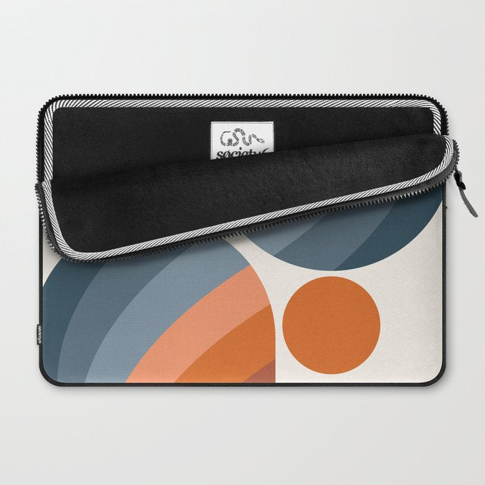 Mid Century Modern Geometric Arch a15 in Navy Blue and Orange Laptop Sleeve Gallery Image 2