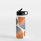 Mid Century Modern Geometric Arch a15 in Navy Blue and Orange Water Bottle Gallery Image 1