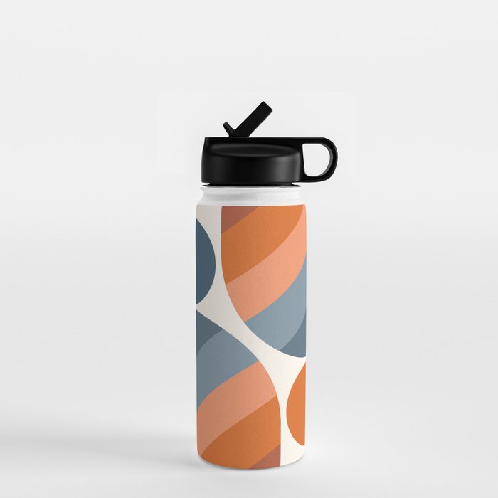 Mid Century Modern Geometric Arch a15 in Navy Blue and Orange Water Bottle Gallery Image 1