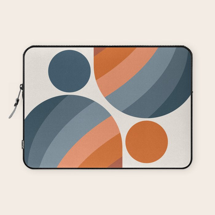 Mid Century Modern Geometric Arch a15 in Navy Blue and Orange Laptop Sleeve Gallery Image 1