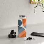 Mid Century Modern Geometric Arch a15 in Navy Blue and Orange Water Bottle Gallery Image 4