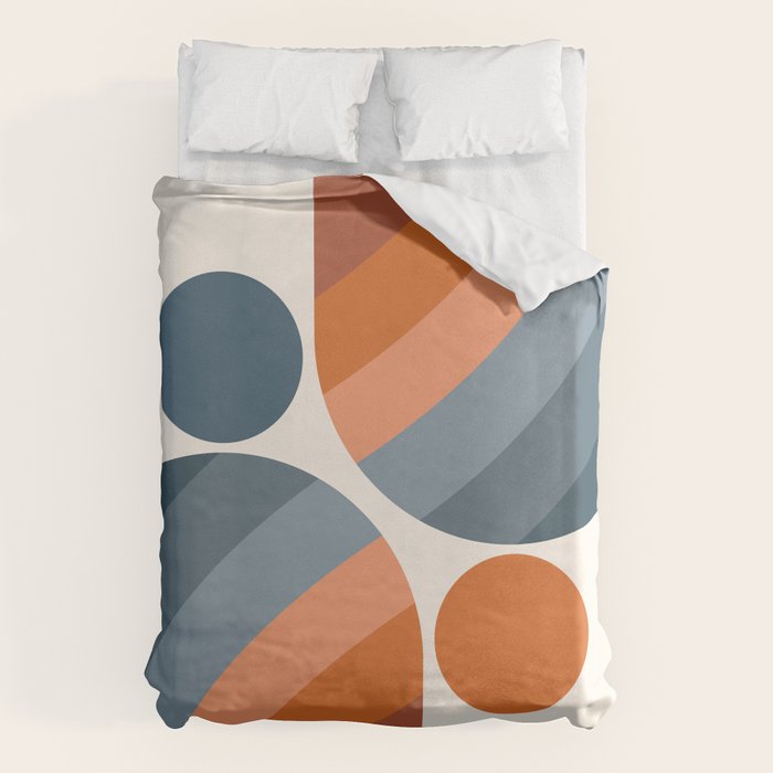 Mid Century Modern Geometric Arch a15 in Navy Blue and Orange Duvet Cover Gallery Image 1