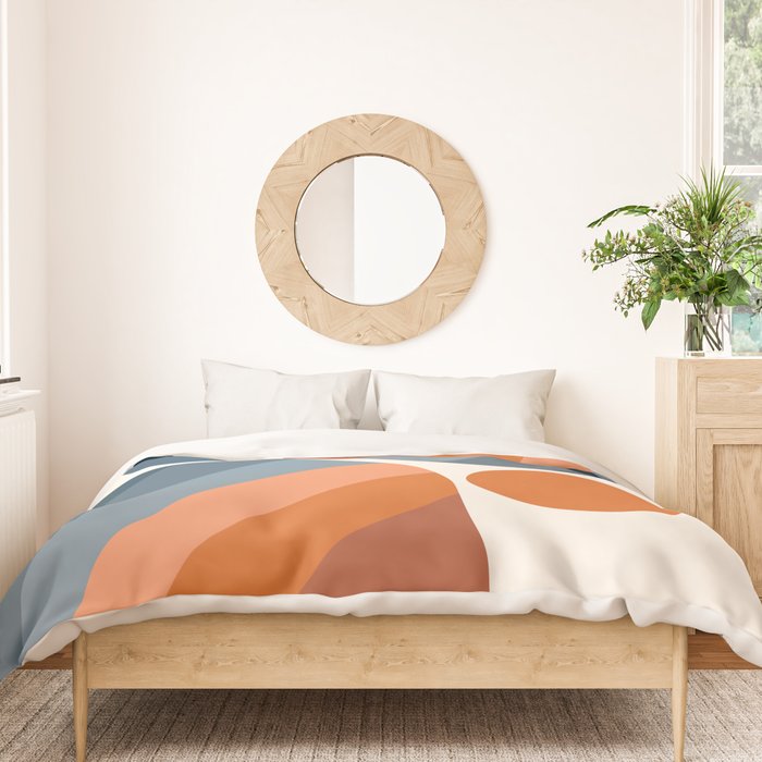 Mid Century Modern Geometric Arch a15 in Navy Blue and Orange Duvet Cover Gallery Image 3