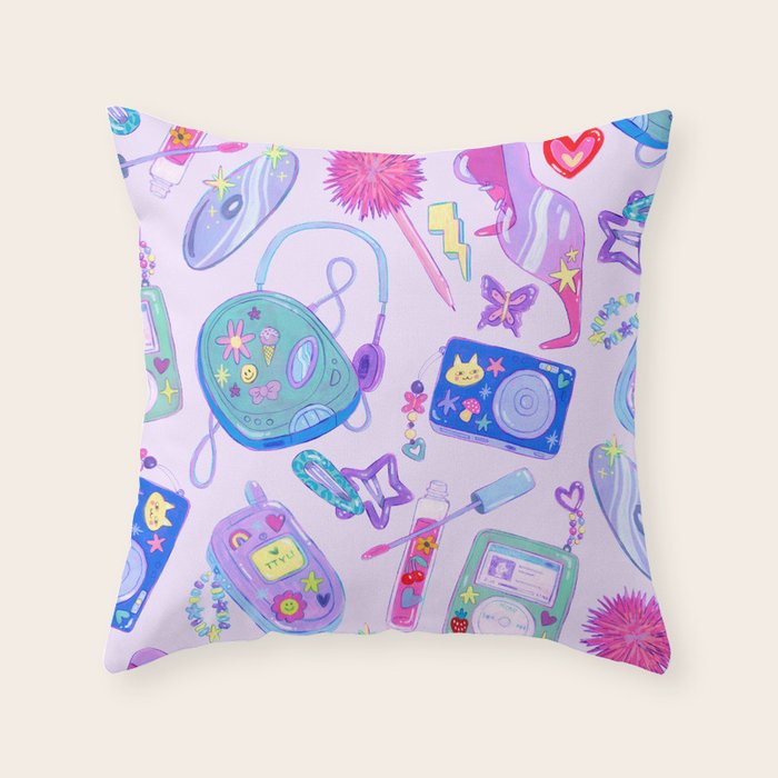 Y2K Vibes Throw Pillow Gallery Image 1