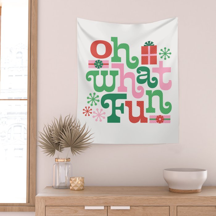 Oh What Fun - Red and Green Wall Tapestry Gallery Image 2