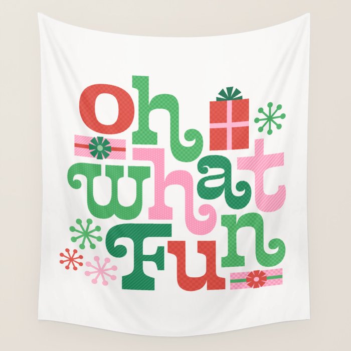 Oh What Fun - Red and Green Wall Tapestry Gallery Image 4