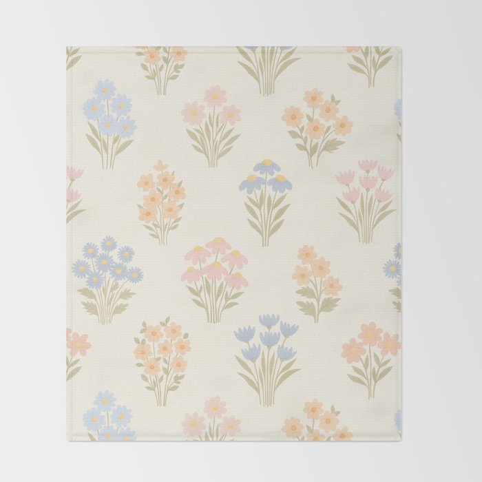 Pastel Wildflower Bouquets Throw Blanket Gallery Image 2
