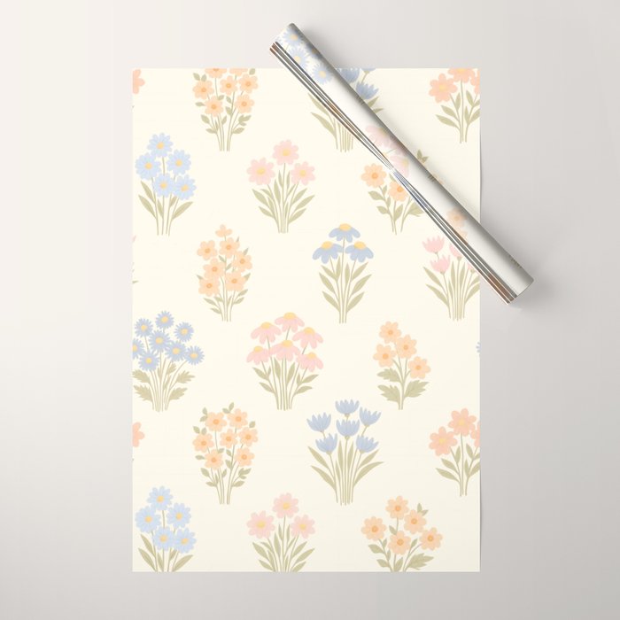 Pastel Wildflower Bouquets Wrapping Paper Gallery Image 1