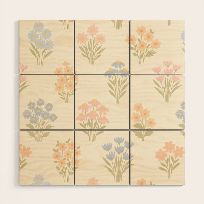 Pastel Wildflower Bouquets Wood Wall Art Gallery Image 1