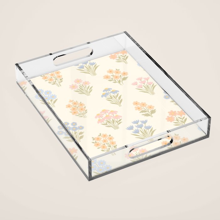 Pastel Wildflower Bouquets Acrylic Tray Gallery Image 1